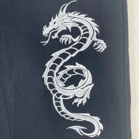 Adika Womens Embroidered Dragon Skater Jogger Pants Small Grunge Cyber Punk - Picture 2 of 12